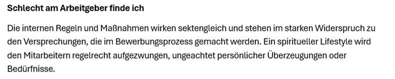 Bewertungstext Angestellter